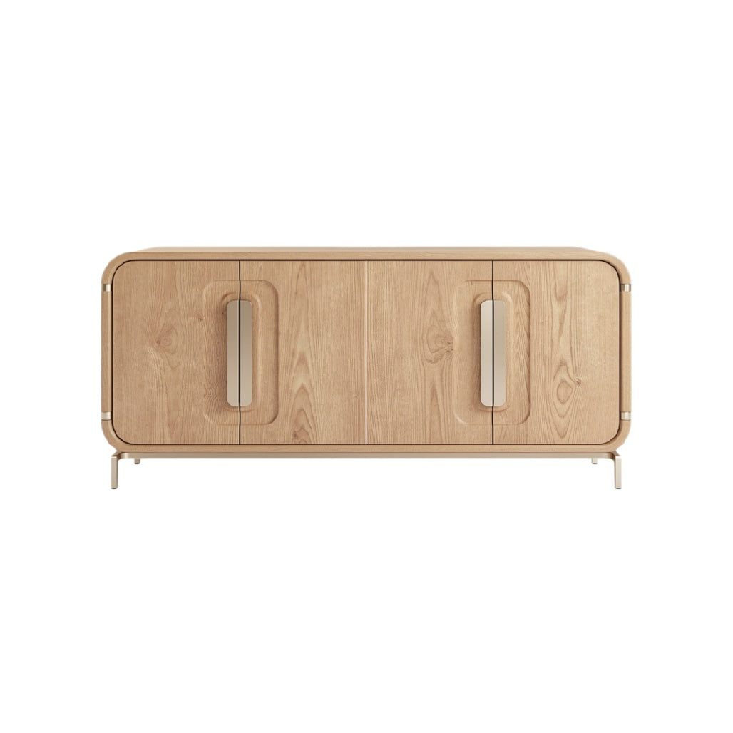 Modern Wooden Sideboard with Sleek Handles and Minimalist Design