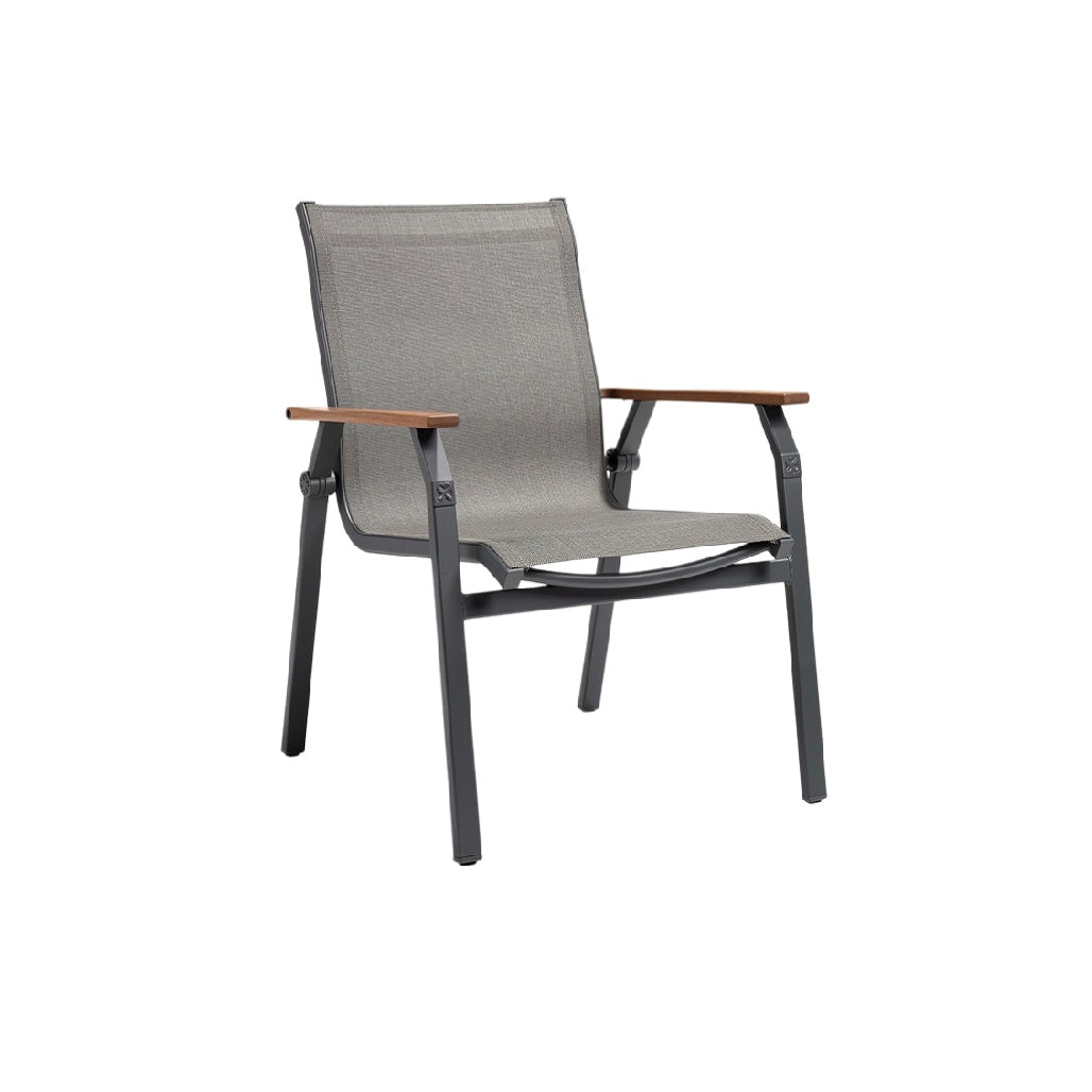 Modern Outdoor Relaxation Chair with Aluminum Frame and Wooden Armrests