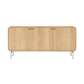 Modern Minimalist Wooden Sideboard with Three Doors and Sleek Metal Legs